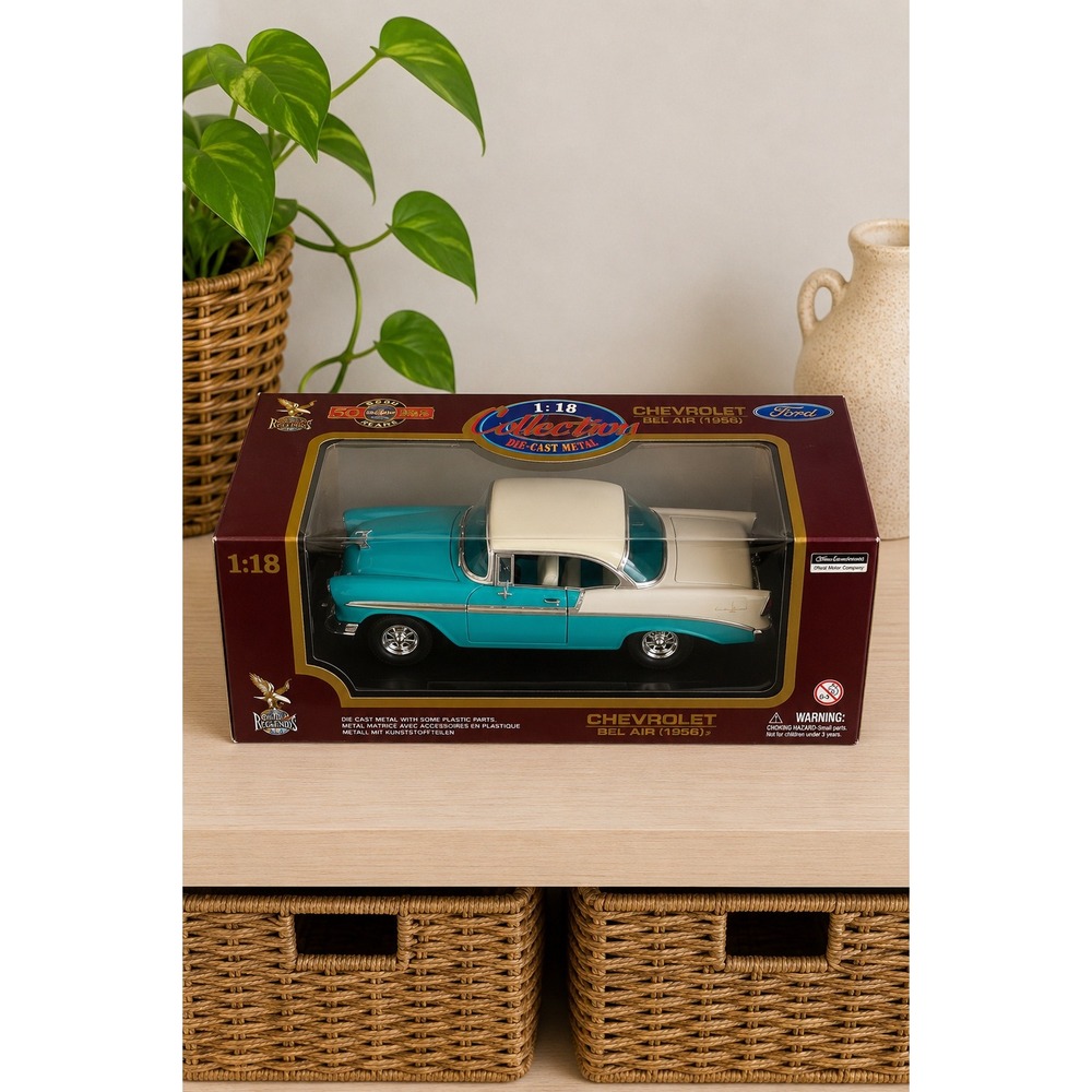 Road Legends 1956 Chevrolet Bel Air 1:18 Diecast Turquoise White New In Box